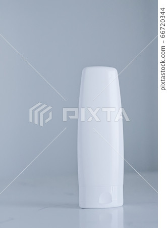 Blank label cosmetic container bottle as product mockup on gray background 66720344