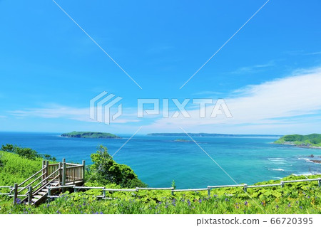 Hokkaido cape landscape in the blue sky 66720395