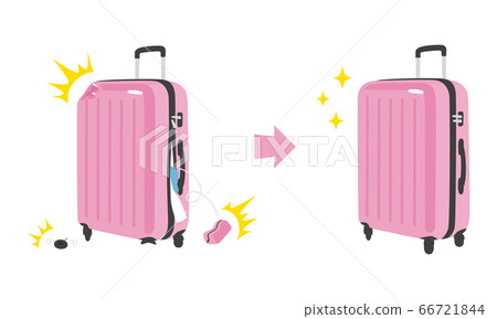An illustration of a damaged suitcase repaired at the shop. 66721844