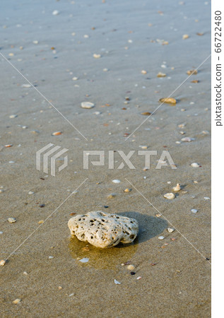 Stone on Sand Beach and Sea Water for Natural Background. 66722480