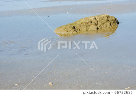 Stone on Sand Beach and Sea Water for Natural Background. 66722655