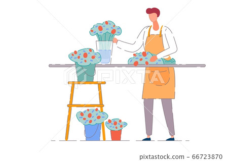 Flower shop owner. Isolated vector florist seller 66723870