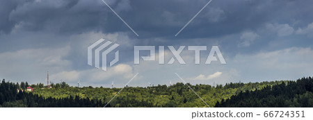 a carpathian landscape with windmills 66724351