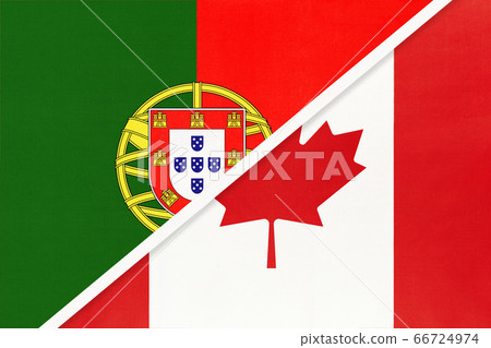 Portugal and Canada, symbol of national flags  66724974