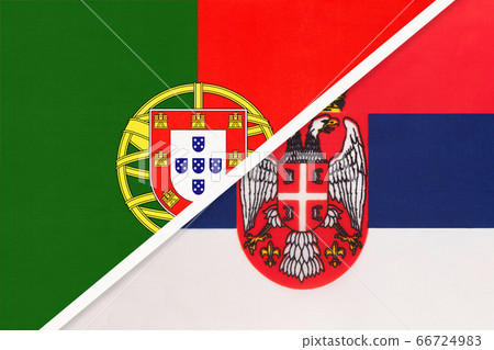 Portugal and Serbia, symbol of national flags  66724983