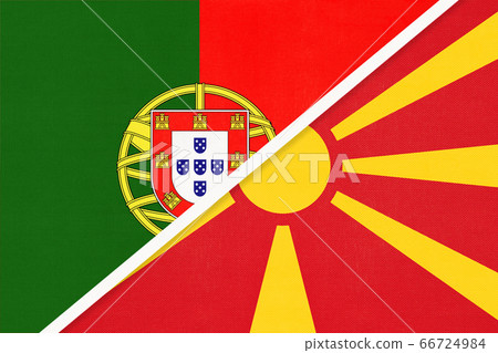 Portugal and North Macedonia, symbol of national flags  66724984