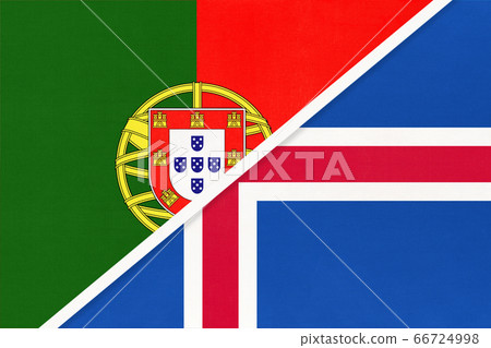 Portugal and Iceland, symbol of national flags 66724998