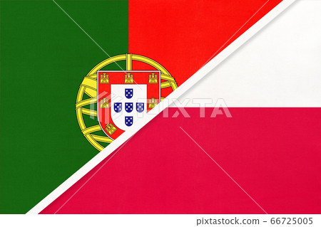 Portugal and Poland, symbol of national flags  66725005