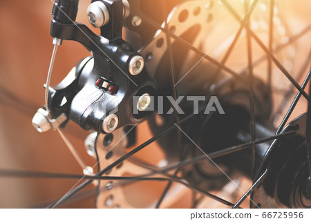 bicycle brake - Close up the back disc brake bike 66725956