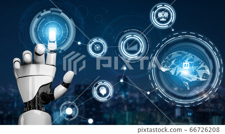 Futuristic robot artificial intelligence concept. Futuristic robot artificial intelligence concept. 66726208