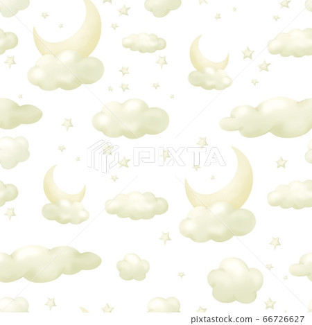 Background with night sky elements, hand drawn seamless pattern illustration 66726627