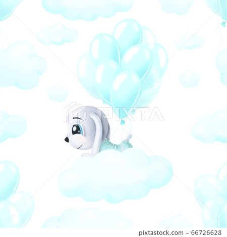 Cute hand drawn Bunny sitting on a cloud... - Stock Illustration ...