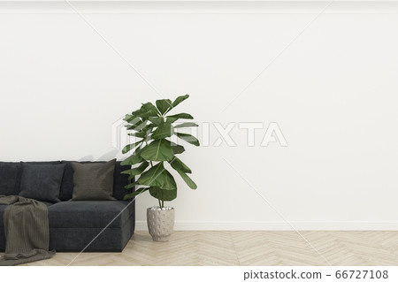 white wall with wood floor ,3d render 66727108