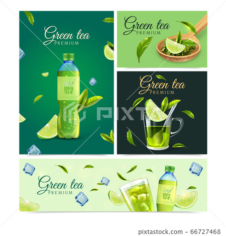 Premium Green Tea Realistic Banners - Stock Illustration [66727468] - PIXTA
