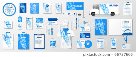 Corporate identity template with classic blue color elements. Realistic Business Stationery mockup with abstract geometric design for your brand. Vector illustration Corporate identity template with classic blue color elements. Realistic Business Stationery mockup with abstract geometric design for your brand. Vector illustration 66727666
