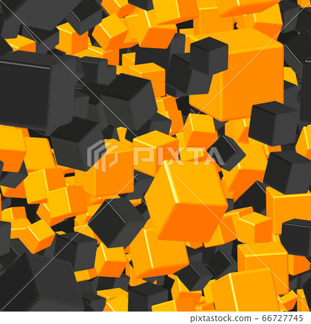 Golden and Black Cubes Seamless Pattern, 3D Illustration Golden and Black Cubes Seamless Pattern, 3D Illustration 66727745