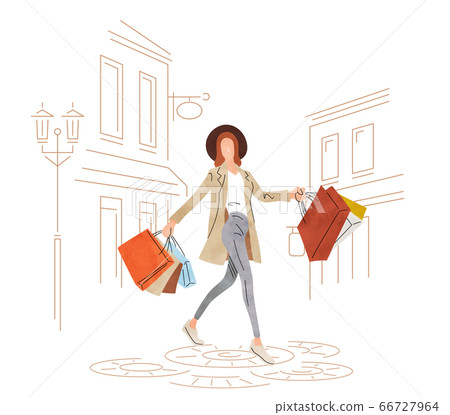 Illustration material: shopping, women shopping Illustration material: shopping, women shopping 66727964
