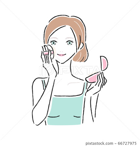 把粉末粉末放的婦女的例證在構成的末端上。 66727975