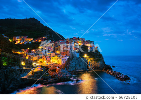 Manarola village n the night, Cinque Terre, Liguria, Italy Manarola village n the night, Cinque Terre, Liguria, Italy 66728103