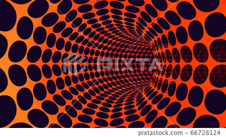 3d abstract orange perforated metal pipe circle hole illustration and background 66728124