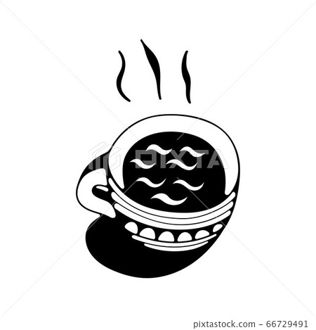 Single coffee cup icon. Isolated on white background. Doodle vector illustration. 66729491