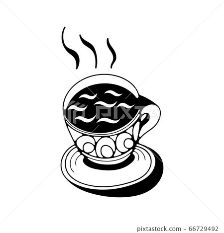 Single coffee cup icon. Isolated on white background. Doodle vector illustration. 66729492