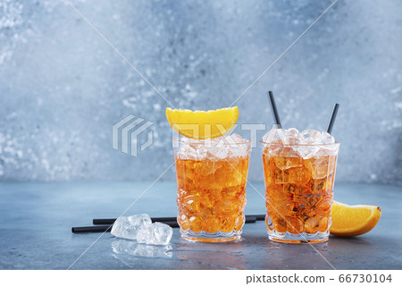 Two glasses of a traitional Italian cocktail Two glasses of a traitional Italian cocktail 66730104