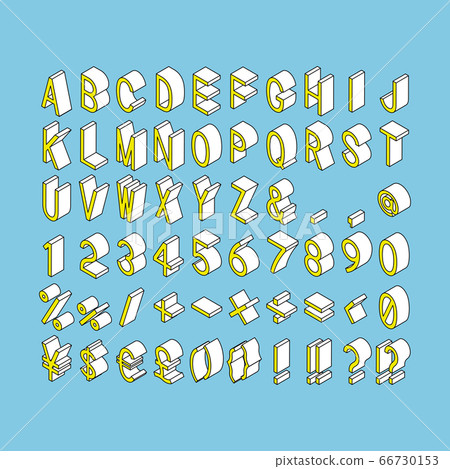 Alphabet and numbers/symbol set (isometric) 66730153