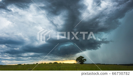Supercell storm clouds with intense tropic rain 66730782