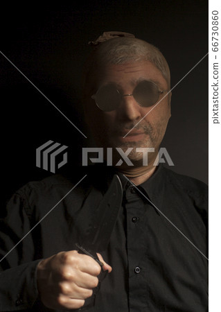 criminal man with knife wearing stocking criminal man with knife wearing stocking 66730860