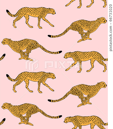 Vector seamless pattern of hand drawn cheetah - Stock Illustration ...