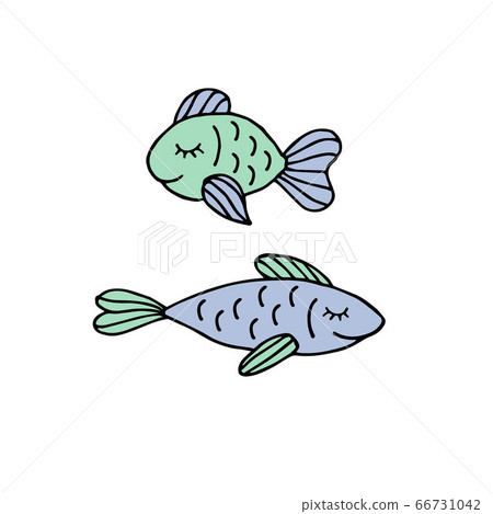 Vector two colored hand drawn doodle sketch fish - Stock Illustration ...