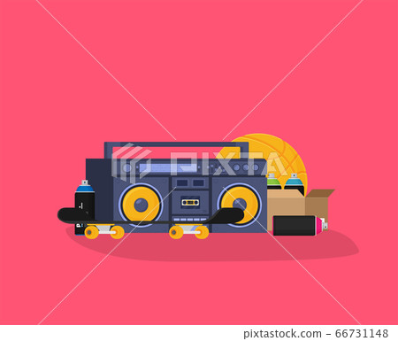 Old style music boombox flat vector music systems - Stock Illustration ...