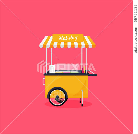 Hot dog, street cart. Vector flat illustration Hot dog, street cart. Vector flat illustration 66731152