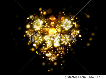 Abstract heart-shaped fireworks shining in golden light Abstract heart-shaped fireworks shining in golden light 66731718