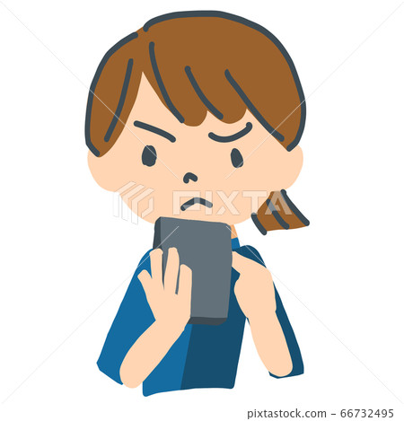 Vector illustration of frustrated woman operating a smartphone Vector illustration of frustrated woman operating a smartphone 66732495