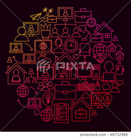 Freelance Line Icon Circle Concept - Stock Illustration [66732966] - PIXTA
