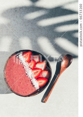 Strawberry Smoothie in Coconut Bowl Strawberry Smoothie in Coconut Bowl 66733160