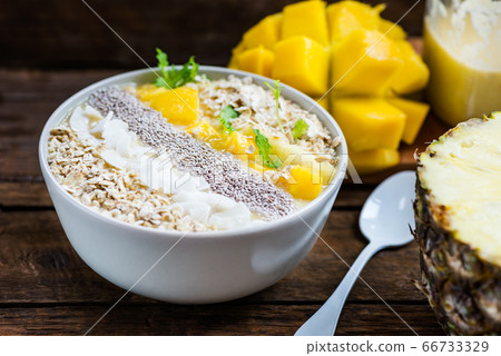 Mango, Banana, Pineapple and Oatmeal Smoothie in Mango, Banana, Pineapple and Oatmeal Smoothie in 66733329