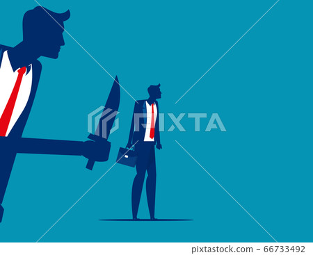 Businessman being stabbed in the back. Silhouette 66733492