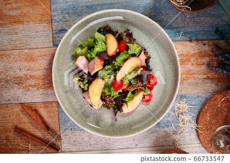 Salad with smoked turkey breast and apples 66733547