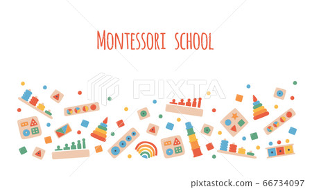 Children wooden toys for Montessori games. Education logic toys for preschool kids. 66734097