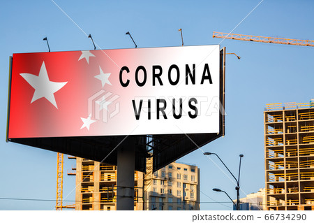 Andorra flag and Coronavirus 2019-nCoV alert sign. Concept of high probability of novel coronavirus outbreak through traveling tourists 66734290