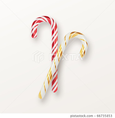 Realistic Xmas candy cane set isolated on white backdrop. Vector illustration Realistic Xmas candy cane set isolated on white backdrop. Vector illustration 66735853