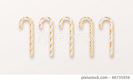 Realistic Xmas candy cane set isolated on white backdrop. Vector illustration Realistic Xmas candy cane set isolated on white backdrop. Vector illustration 66735856