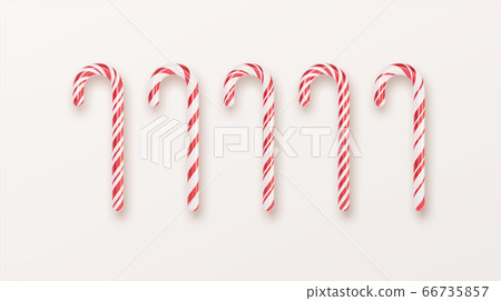 Realistic Xmas candy cane set isolated on white backdrop. Vector illustration Realistic Xmas candy cane set isolated on white backdrop. Vector illustration 66735857