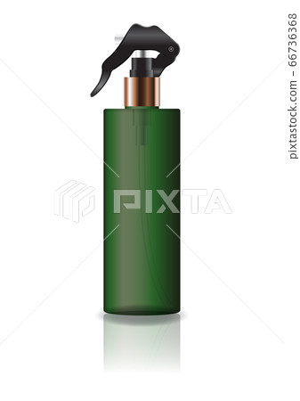 Blank green cosmetic cylinder bottle with spray head for beauty or healthy product. 66736368
