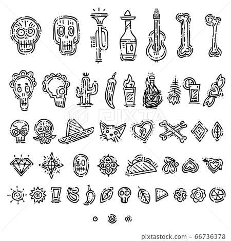 Day of the death handdrawn doodle element Day of the death handdrawn doodle element 66736378