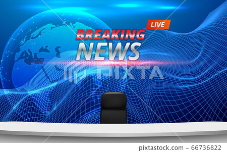 White Table And Chairs With Breaking News Live Stock Illustration