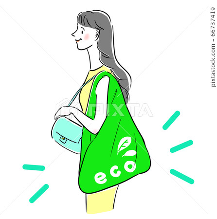 一個女人與環保袋 一個女人與環保袋 66737419